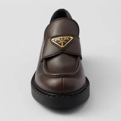 PRADA Dark brown Chocolate leather loafers