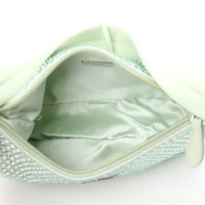 Prada Mini Re-Edition 2000 Bag Acqua Satin & Crystal