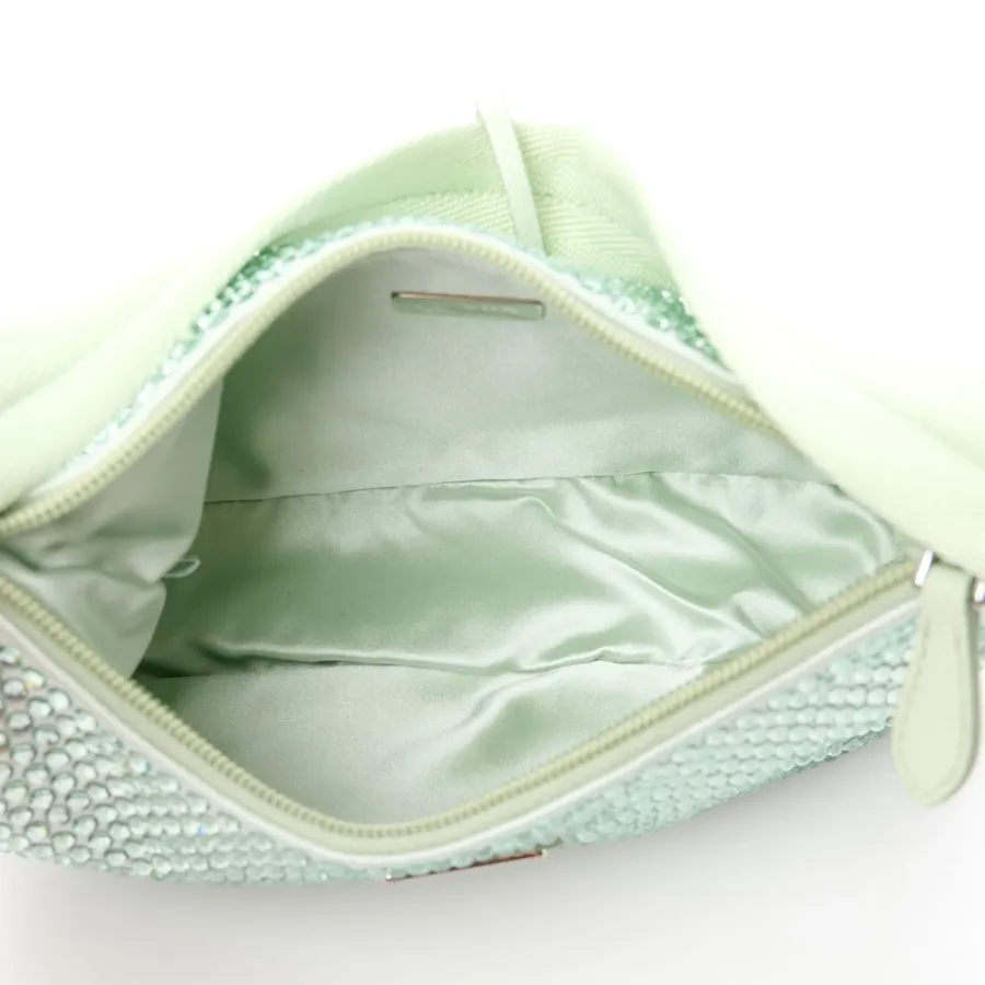 Prada Mini Re-Edition 2000 Bag Acqua Satin & Crystal
