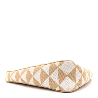 Prada Mini Triangolo Symbole Embroidered Triangle Bag Corda Talco Jacquard Canvas Gold Hardware