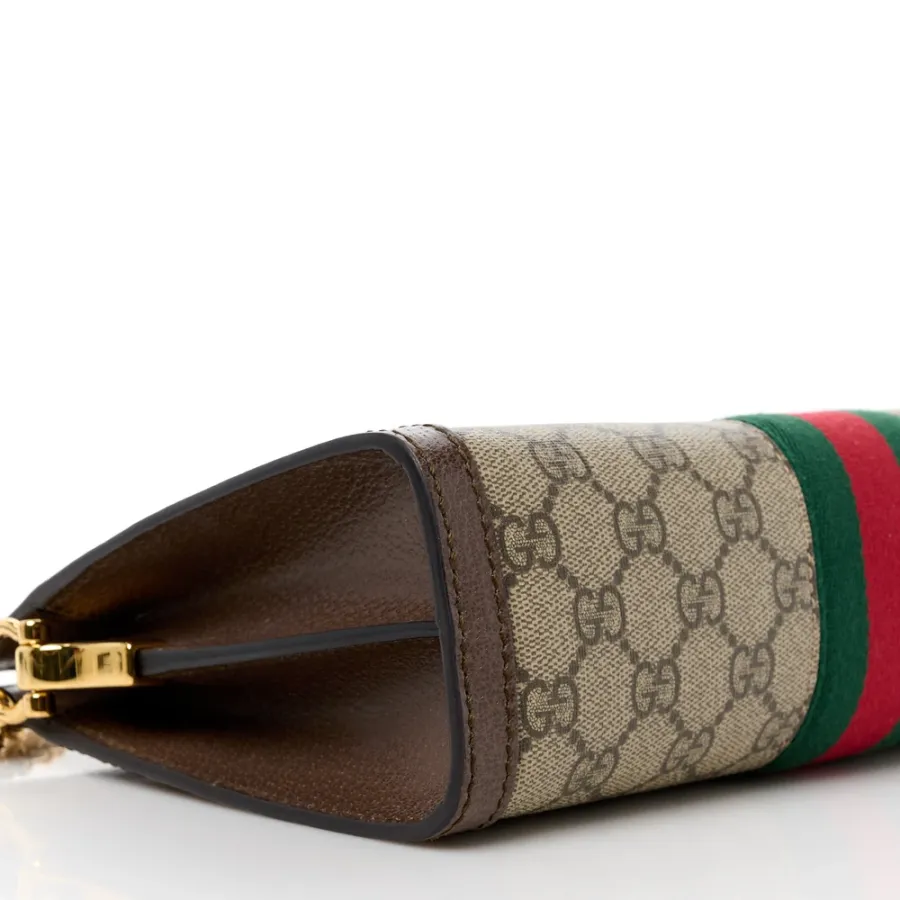 Gucci Small Web Ophidia Chain Shoulder Bag Beige/Brown GG Supreme Monogram Canvas Gold Hardware
