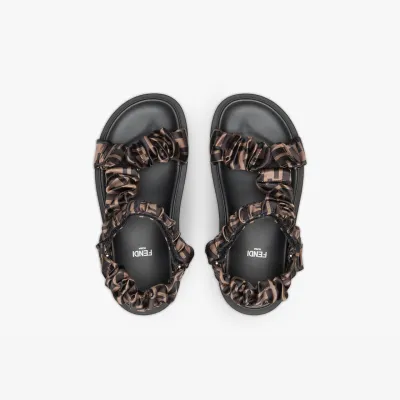 FENDI Brown satin sandals