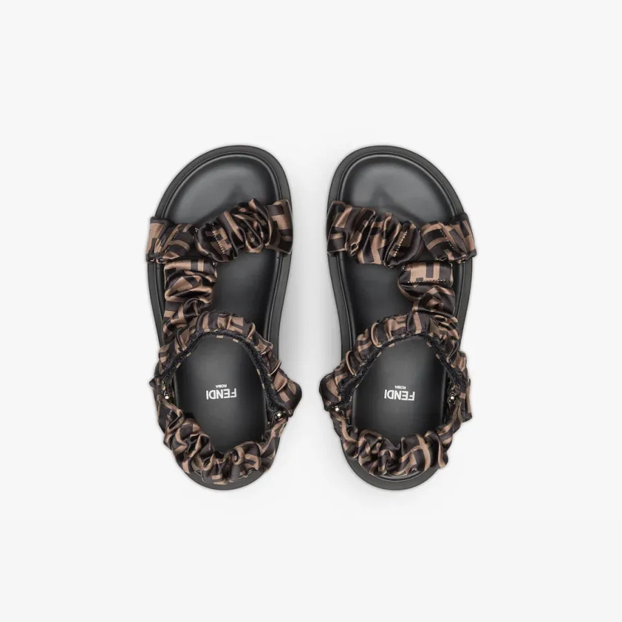 FENDI Brown satin sandals