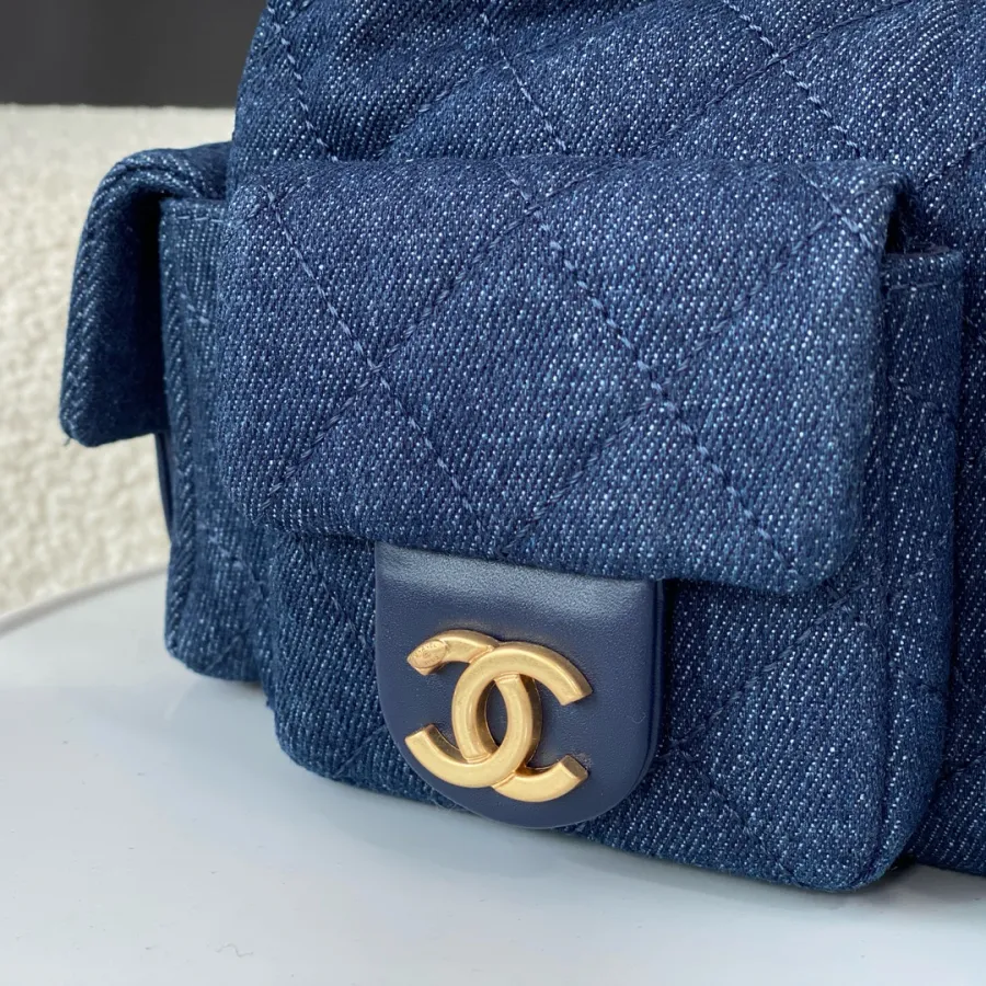 Chanel Denim royal blue / Denim grey silver / Denim sky blue Shoulder Bags