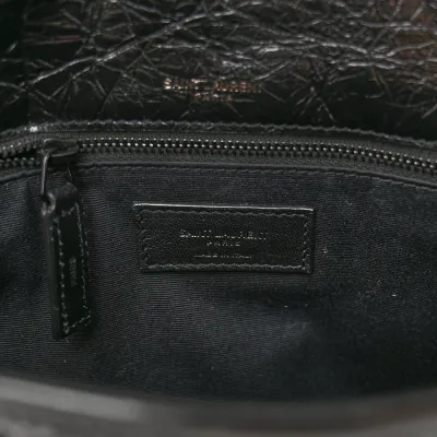 Saint Laurent Medium Niki Chain Satchel Black Crinkled Monogram Calfskin Matelasse Leather Black Hardware