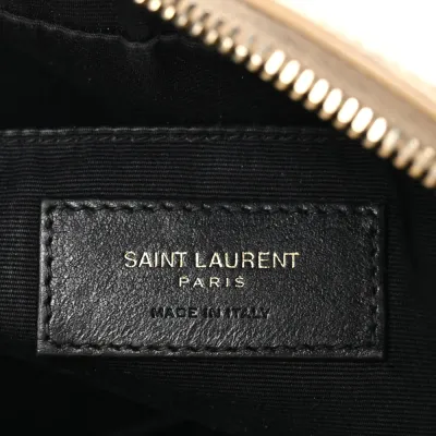 Saint Laurent Medium Lou Camera Bag Dark Beige Monogram Calfskin Matelasse Leather Aged Gold Hardware