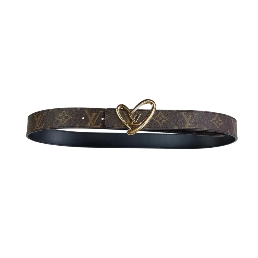 Louis Vuitton Women's The Knot Reversible Belt In Black Calfskin And Monogram Canvas With Gold Hardware 20mm