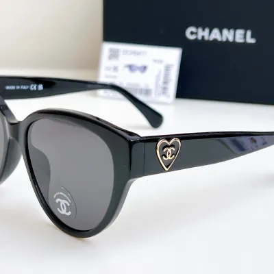 CHANEL glasses black gold color size 55口16-140