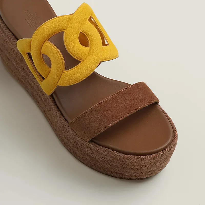 HERMES Ithea Wedges and heels Slippers High-heeled slippers Yellow High Heels Sandal