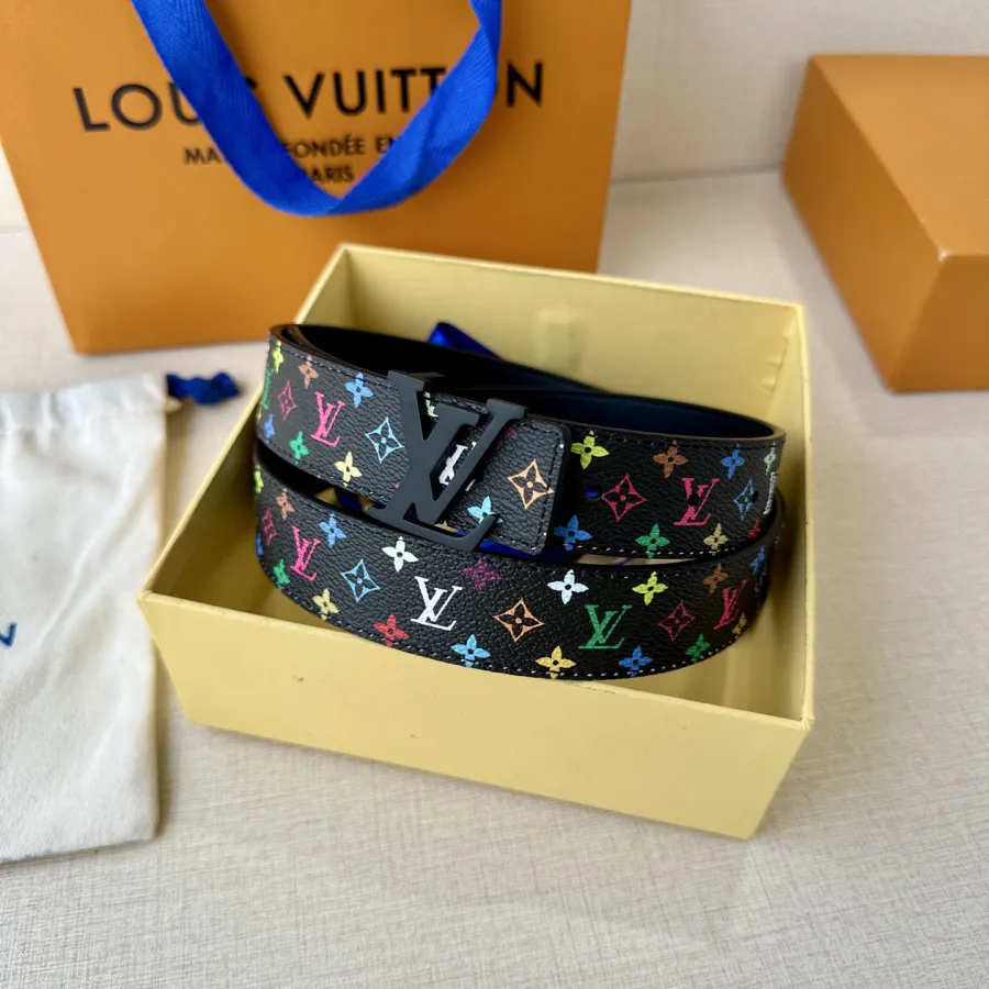 Louis Vuitton Men's LV x TM Belt In Black/White Monogram Canvas With Black Hardware 30mm
