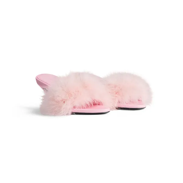 BALENCIAGA 70MM sandals Pink feather slippers - Image 2