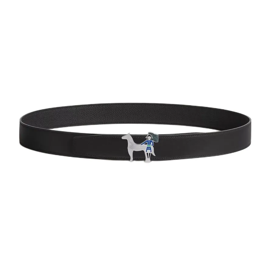 Hermès Women' s Artificier Buckle Reversible Belt In Black/Brown/Etoupe/Coffee/Blue Calfskin With Silver Hardware 32mm