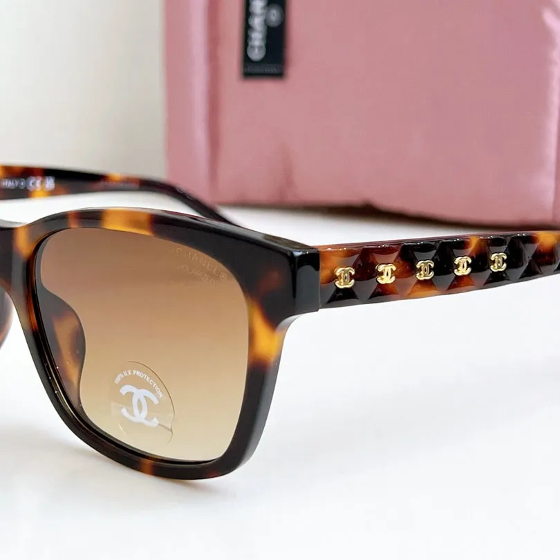 CHANEL square frame glasses leopard-print brown color size 58口17-140