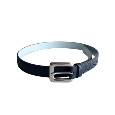 Bottega Veneta Women's Chain Link Belt In Blue/Black/Pink Calfskin With Gold/Silver Hardware 25mm