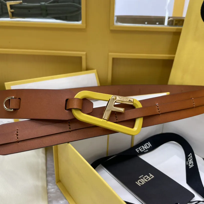 Fendi Women's irregular buckle Brown / Green / Black 30mm