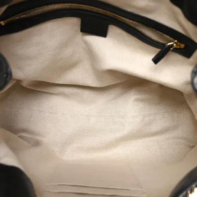 Gucci Medium Soho Chain Shoulder Bag Black Pebbled Calfskin Leather Light Gold Hardware