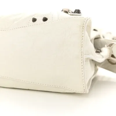 Balenciaga XS Neo Cagole Handbag Optic White Agneau Arena Leather Silver Hardware