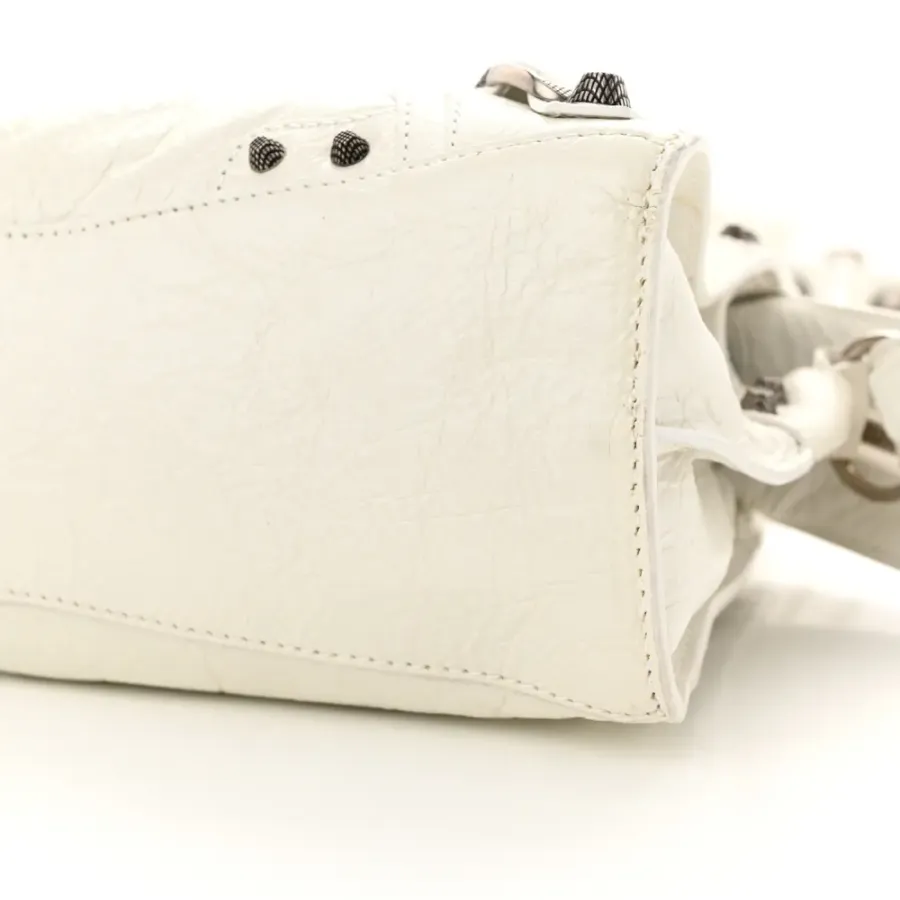 Balenciaga XS Neo Cagole Handbag Optic White Agneau Arena Leather Silver Hardware