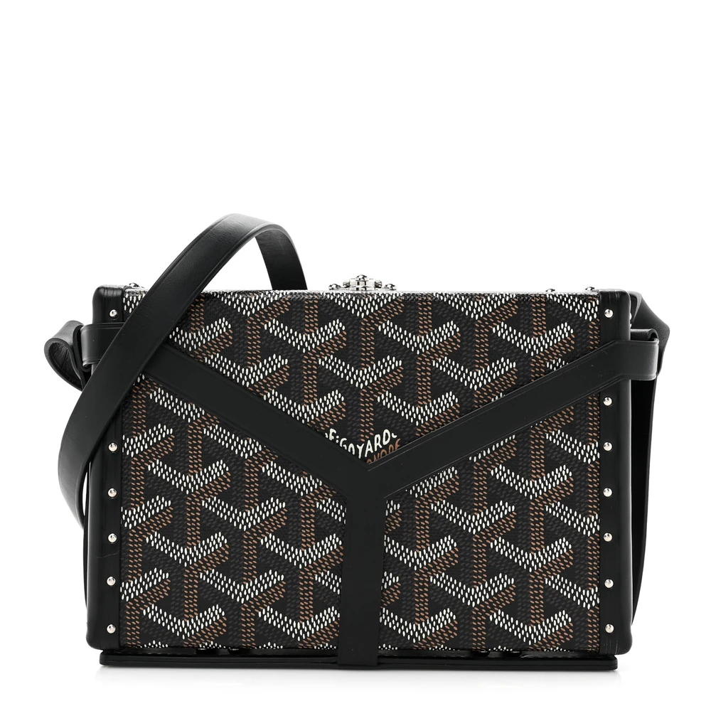 Goyard Mini Minaudière Baú Bolsa Preto Goyardine Canvas