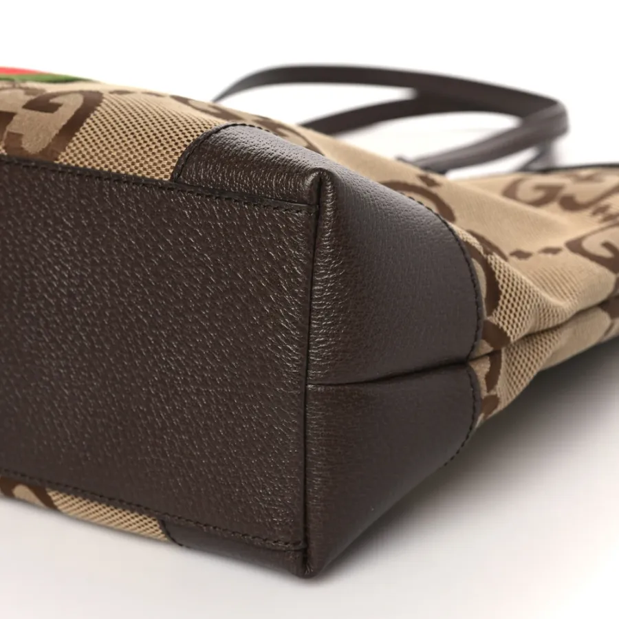 Gucci Medium Ophidia Shopping Tote Camel Ebony Textured Dollar Calfskin Leather