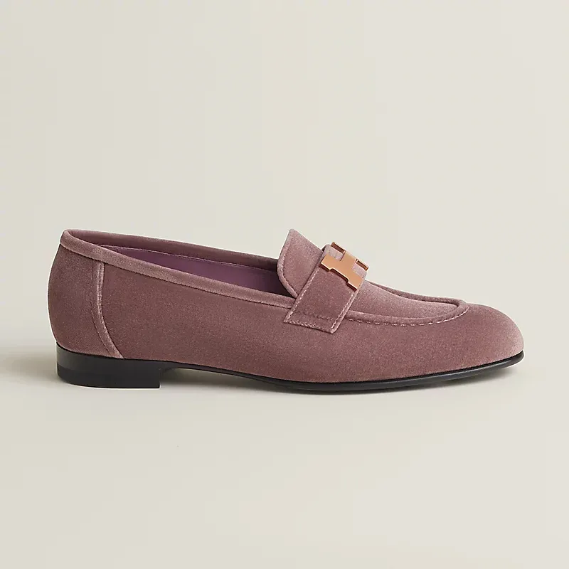 HERMES Paris Purple Loafers