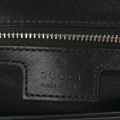 Gucci Small Petite GG Top Handle Shoulder Bag Black Calfskin Leather Silver Hardware