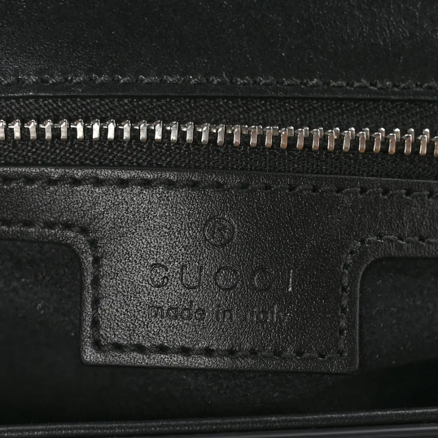 Gucci Small Petite GG Top Handle Shoulder Bag Black Calfskin Leather Silver Hardware