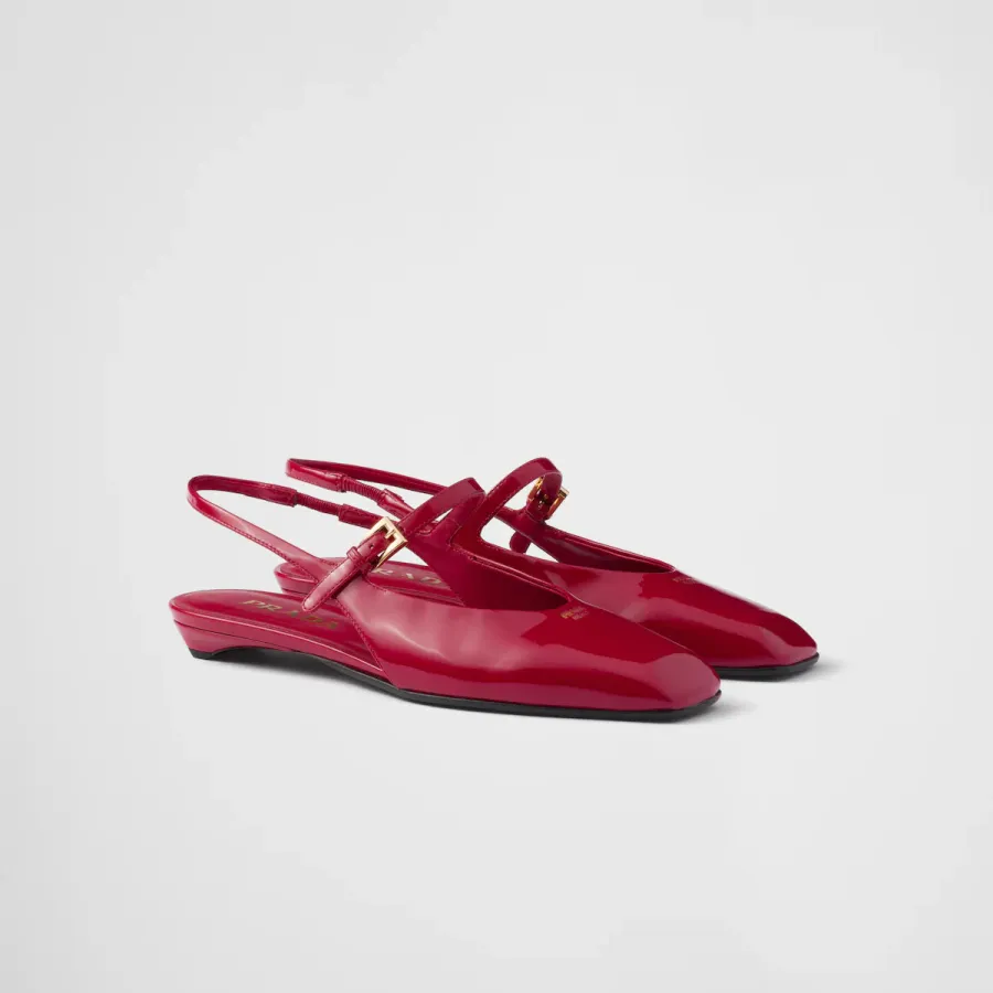 PRADA Patent paint leather Flat Shoes red Ballet Shoes