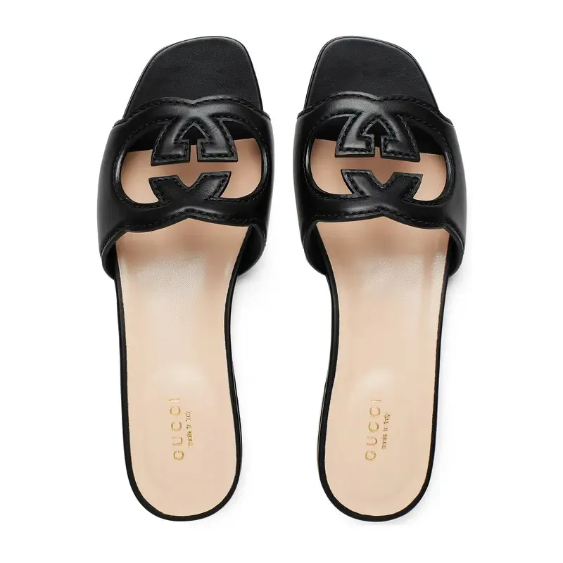 Gucci black flat bottom slippers