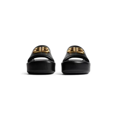 BALENCIAGA RISE Women's thick - soled black round - toed slippers