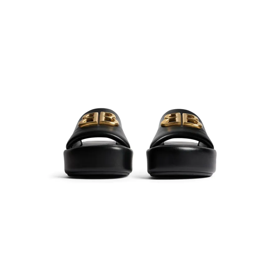 BALENCIAGA RISE Women's thick - soled black round - toed slippers