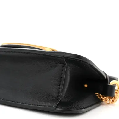 Valentino Garavani Micro VLogo Locò Shoulder Bag Black Calfskin Leather Gold Hardware