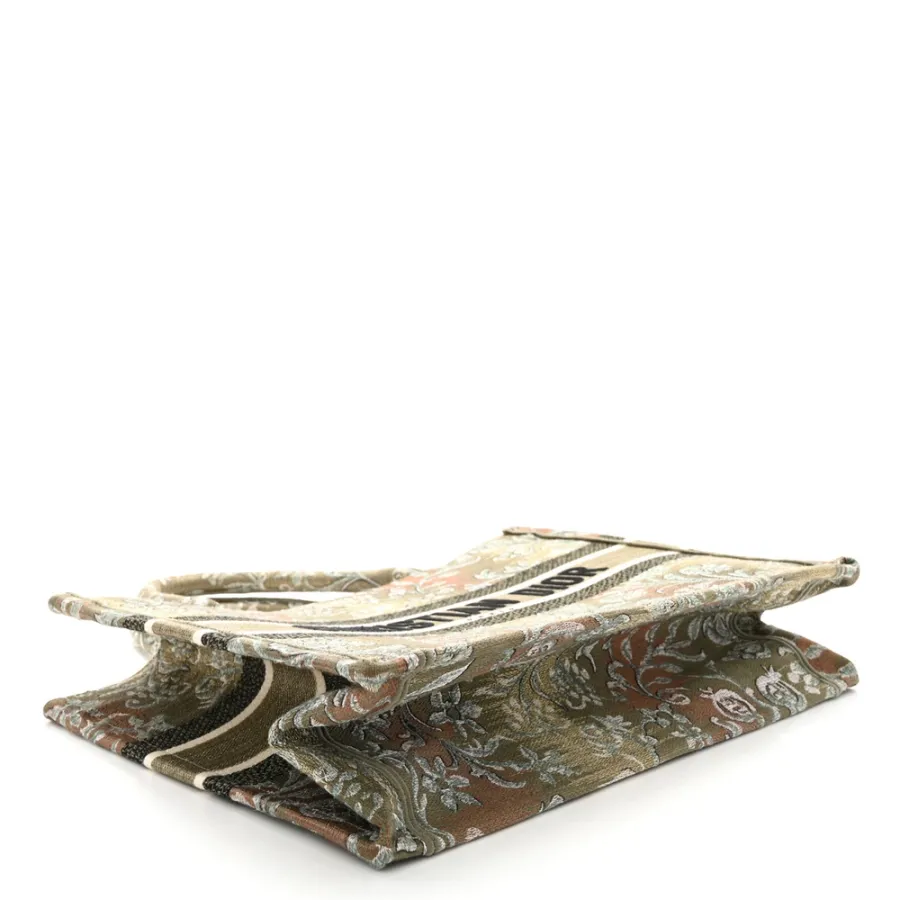 Dior Medium Brocart Book Tote Metallic Green Embroidered Canvas