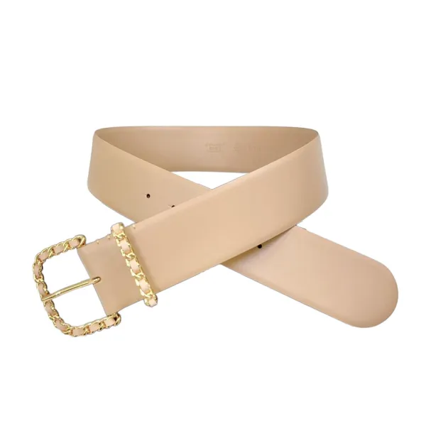 Chanel Chain Buckle Belt In Beige/Pink/Black/Blue Calfskin With Gold Hardware 50mm - Image 2