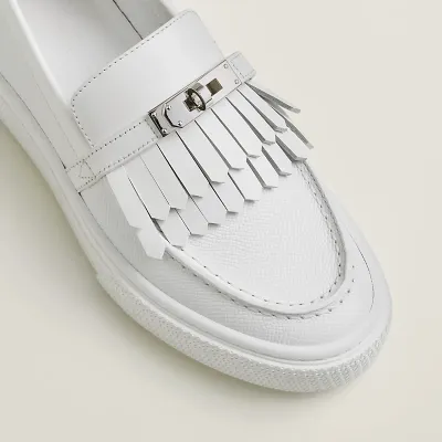 HERMES Game White Loafers