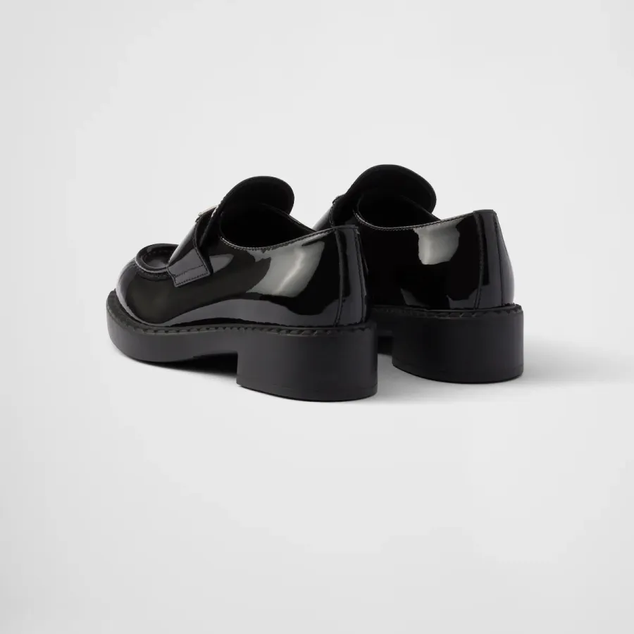 PRADA Black Chocolate patent leather loafers