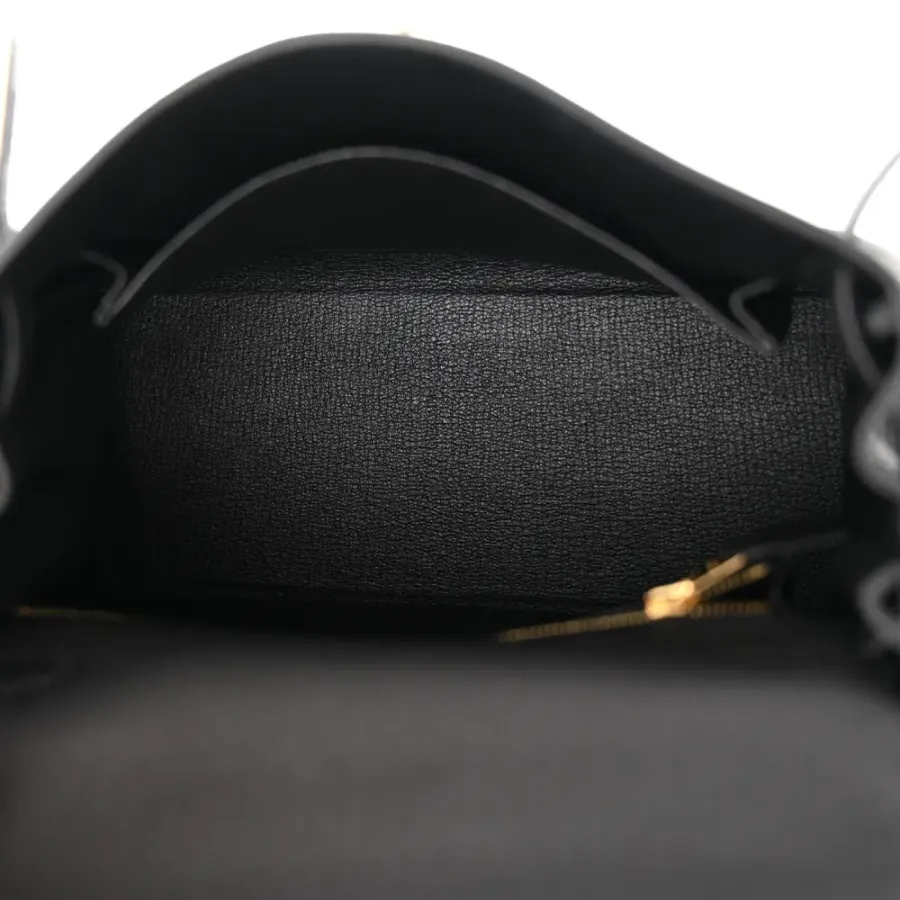 Hermès Kelly Retourne 25 Black Togo Leather Gold Hardware