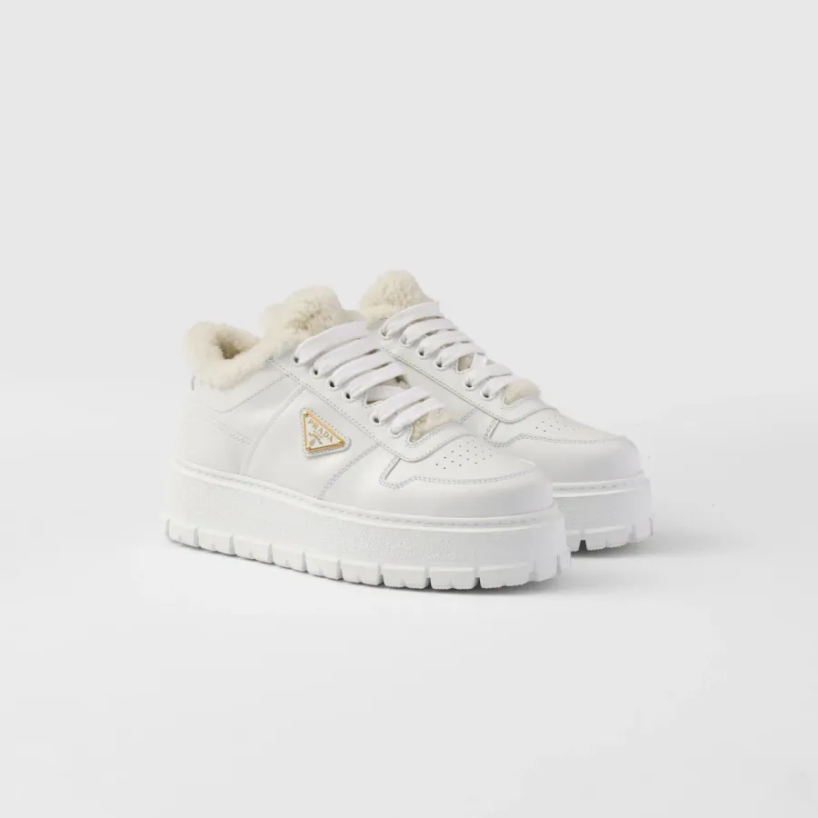 PRADA white leather sneakers