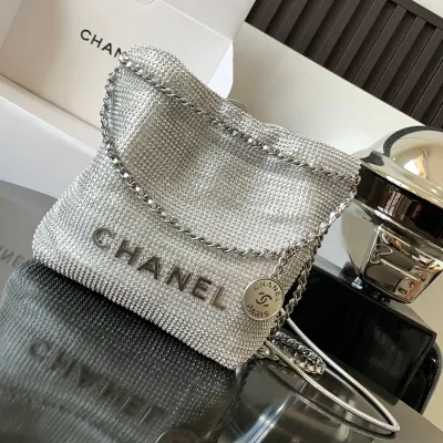 Chanel 22bags Silver Woven Cowhide Shoulder Bags