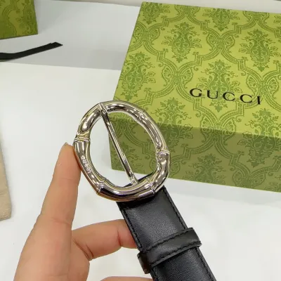 Gucci Women's Round Bamboo Buckle Belt In Black/Red/White/Brown/Coffee Smooth Calfskin With Gold/Silver Hardware 30mm