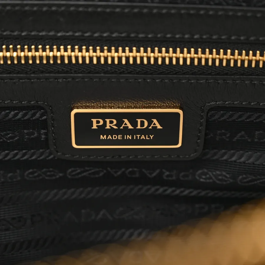 Prada Medium Re-Edition 1978 Two Handle Bag Black Re-Nylon & Saffiano Leather Gold Hardware