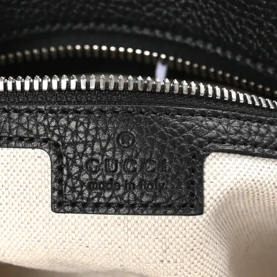 Gucci Medium Jumbo GG Messenger Bag Black Embossed Piuma Calfskin Leather Silver Hardware