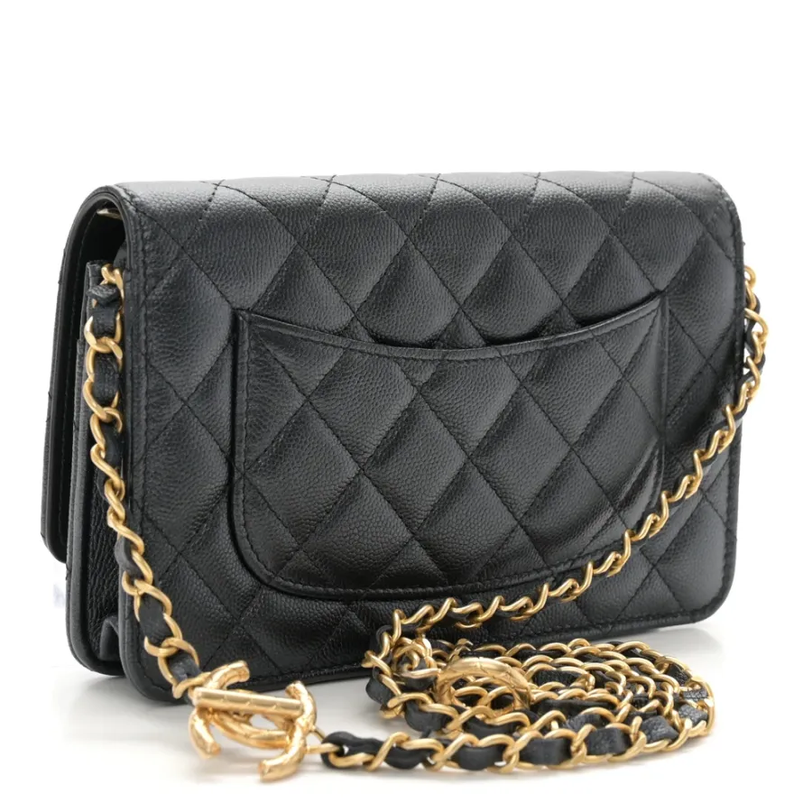 Chanel Quilted Wallet On Chain | Pearly Caviar   Gold