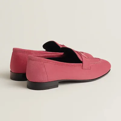 HERMES Paris Rose red color Loafers