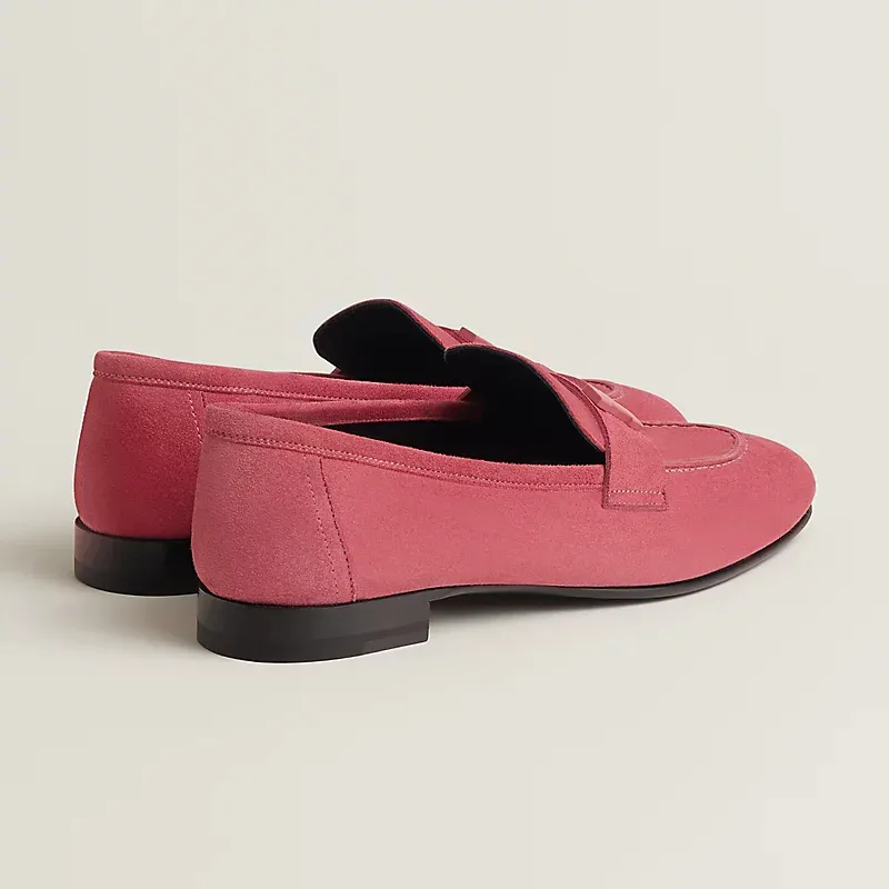 HERMES Paris Rose red color Loafers