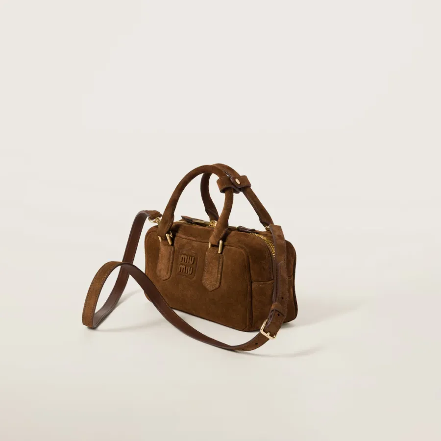 Miu Miu Arcadie Suede Leather Brown Top-Handle Bags