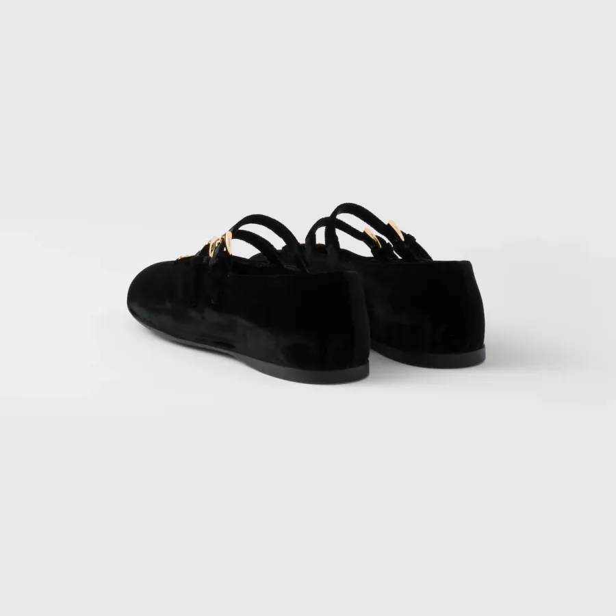 PRADA Surface of wool Flat Shoes black Ballet Shoes