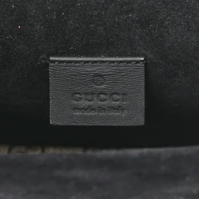 Gucci Mini Dionysus Shoulder Bag Black GG Supreme Monogram Canvas Aged Silver Hardware