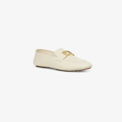 FENDI White leather loafers