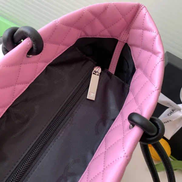 Chanel Pink / Milk tea color / White / Black Basket Tote Bags / Shoulder Bags - Image 8